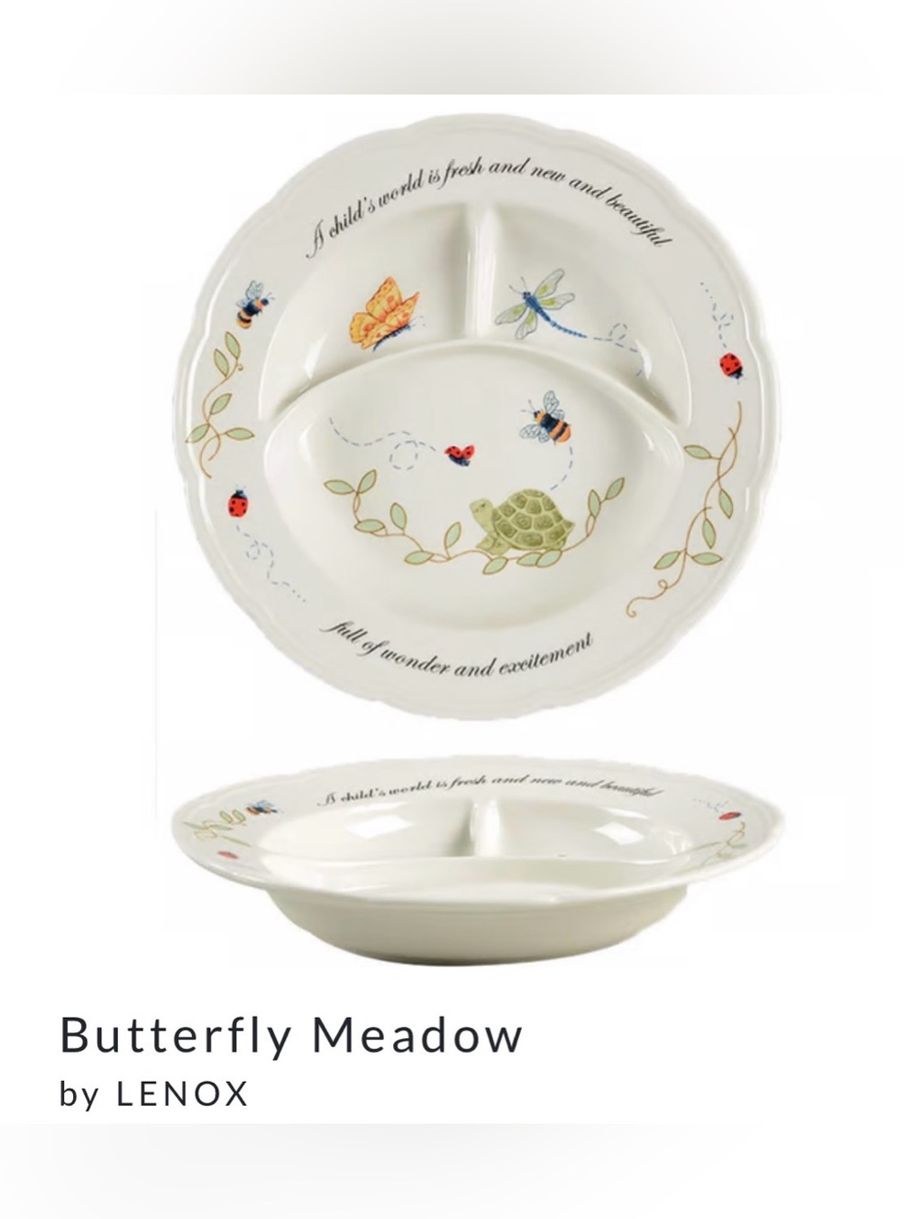 Lenox Butterfly Meadow Baby Divided Dish like new